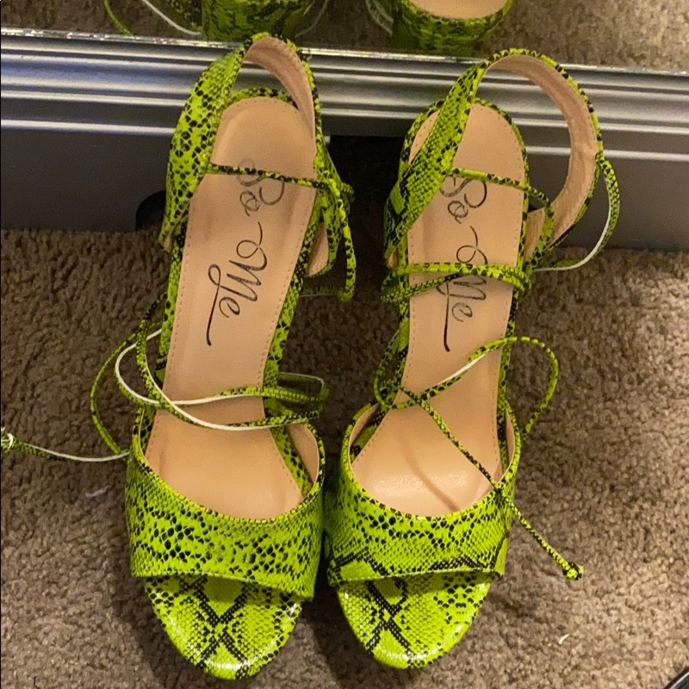 Green snake skin sandals